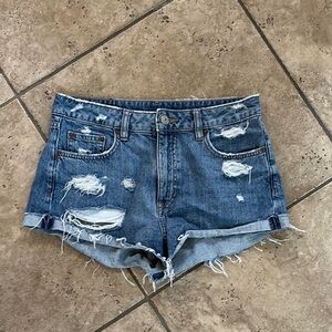 H&M Blue Jean Shorts Distressed